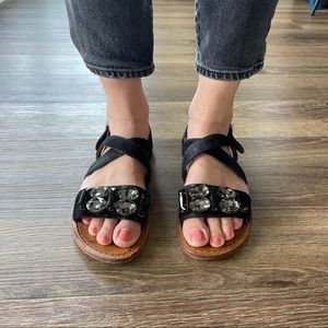 MARNI Swarovski and pony hair sandals size 39